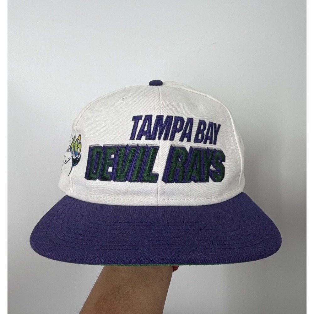 Sports Specialties Shadow Laser Tampa Bay Devil Rays Snapback Hat White Purple